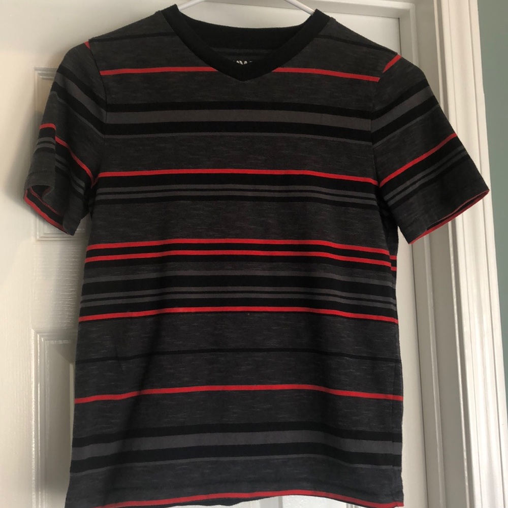 Boys red and black stripped shirt